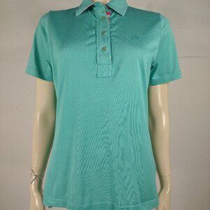 Magnolia Lane Collection teal green pink short sleeve Masters polo ladies Medium